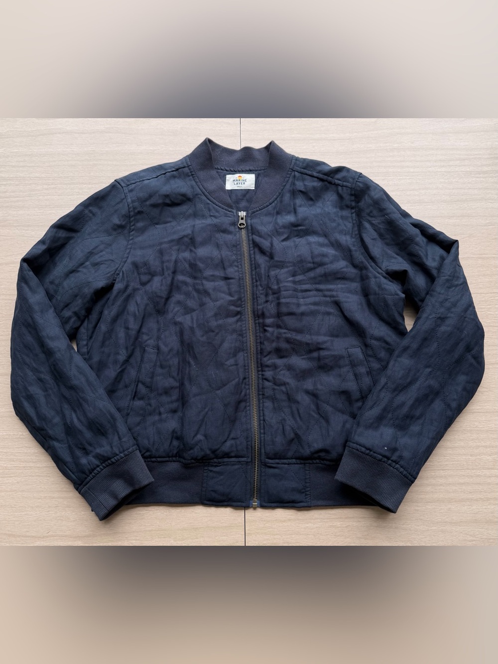 Marine Layer Women’s Navy Blue Quilted Bomber Jacket S